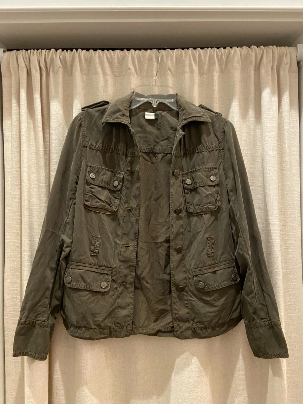 J. Crew Olive Utility Button-Front Jacket